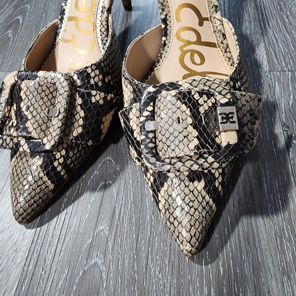 Sam Edelman Women's Snakeskin Mules - Black and Tan Janessa Size 8m - Picture 2 of 10